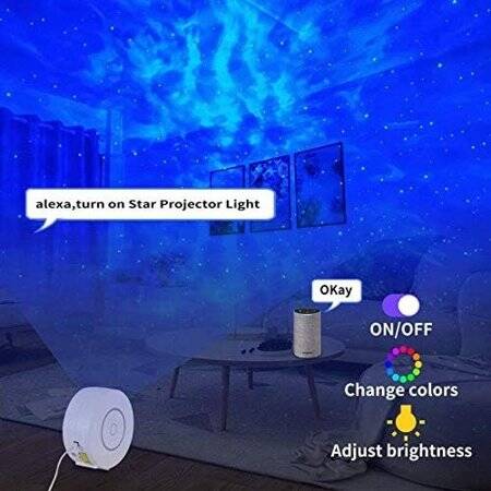 Tuya Smart Star Projector WiFi Laser Starry Sky Waving Night Light Led Colorful APP Wireless Control Alexa Google Home UK Plug - 3