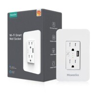 Tuya Smart WiFi Wall Outlets Sockets With Usb Charger 15A Independent Switch Remote Control By Alexa Google Home US Plug - 1