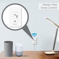 Tuya Smart WiFi Wall Outlets Sockets With Usb Charger 15A Independent Switch Remote Control By Alexa Google Home US Plug - 4