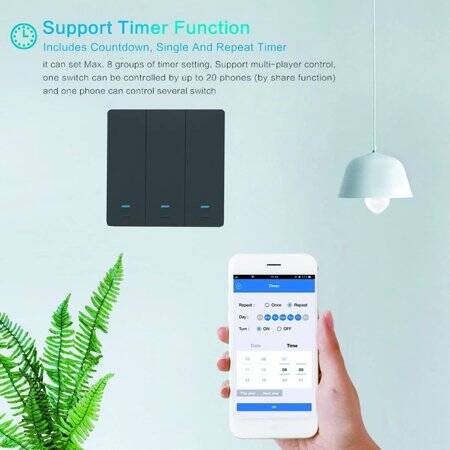 Tuya WiFi 1 Channel Touch Smart Switch Type 86 EU Plug Black Size: 86x86x35mm - 3