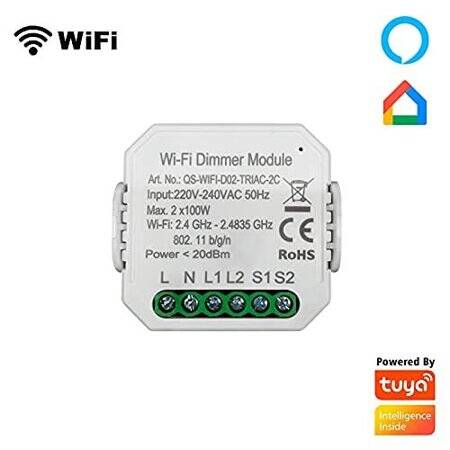 Tuya WiFi Light Dimmer Module 1 Channel Double Control QS-Wifi-D02-TRIAC 220-240V Original Packing Size: 51x47x22mm - 2