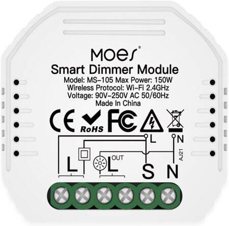 Tuya Wifi Smart Light Led Dimmer Switch Module 1 Channel Double Control QS-Wifi-S05 Zero Fire 220-240V For Alexa Original Packing Size: 45x45x18mm - 1