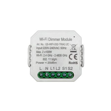 Tuya Wifi Smart Light Led Dimmer Switch Module 2 Channels Double Control 220-240V QS-Wifi-S04-2C Original Packing Size: 46x46x18mm - 1