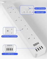 Tuya Wifi Smart Power Strip 4 Usb 4 AC Plug 10A 1.8M For Alexa Google Home Brazil Plug - 2