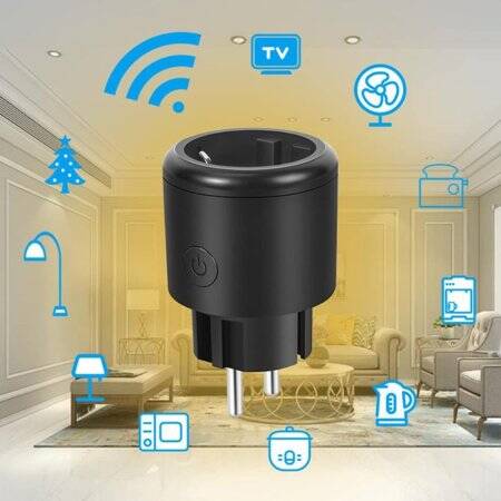 Tuya Wifi Smart Socket Remote Timing Voice Switch EU Plug Power Monitoring 100-240V 16A For Alexa Size: 50x50x80mm - 2