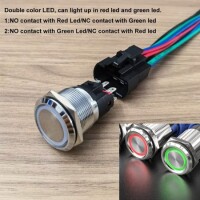 Ultra-Short Flat Head 22mm 12--24V Waterproof Momentary Self-Resert Ultra-Thin Touch Metal Push Button With Red Led Light - 2