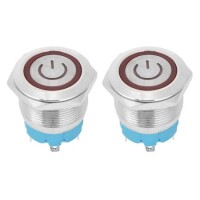 Ultra-Short Flat Head 22mm 3-6V Waterproof Momentary Self-Resert Ultra-Thin Touch Metal Push Button With Red Led Light - 1