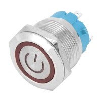 Ultra-Short Flat Head 22mm 3-6V Waterproof Momentary Self-Resert Ultra-Thin Touch Metal Push Button With Red Led Light - 2