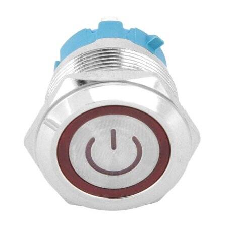 Ultra-Short Flat Head 22mm 3-6V Waterproof Momentary Self-Resert Ultra-Thin Touch Metal Push Button With Red Led Light - 4