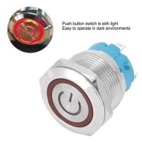 Ultra-Short Flat Head 22mm 3-6V Waterproof Momentary Self-Resert Ultra-Thin Touch Metal Push Button With Red Led Light - 5