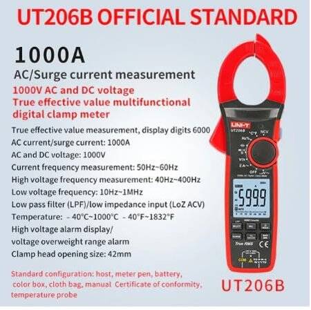 UNI-T UT205 LCD Digital Clamp Multimeter Ohm Dmm DC AC Current Voltmeter Without Battery - 2