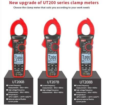 UNI-T UT206 LCD Digital Clamp Multimeter Ohm Dmm DC AC Current Voltmeter With Battery - 3