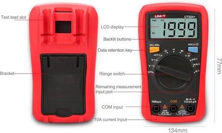 UNI-T UT33A+ 2MF Capacitance Test Function Automatic Range Digital Multimeter With Battery - 5