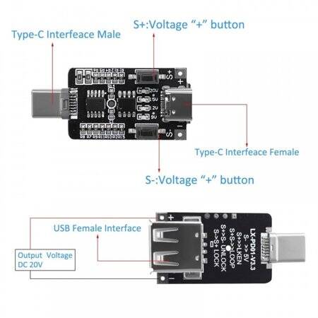 Usb Input QC2.0/3.0 Decoy Module Boost Trigger Motherboard 9V 12V 20V Adjustable Power Supply - 5