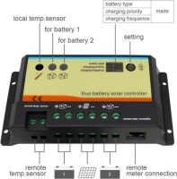 Waterproof 12V24V10A Intelligent Solar Controller - 12.8 Fully Charged 14.8V Lithium Iron Phosphate - 5