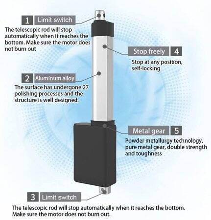 Waterproof Stroke Length 100mm 7mm/S 900N DC12V Linear Actuator High Thrust Telescopic Rod - 3