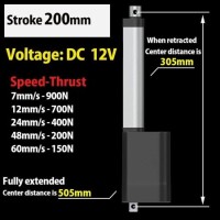 Waterproof Stroke Length 100mm 7mm/S 900N DC12V Linear Actuator High Thrust Telescopic Rod - 5