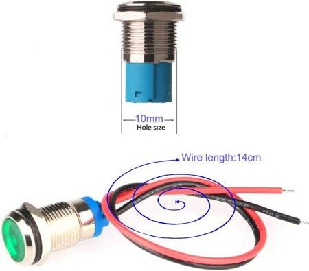 White 10-24V 10mm LED Metal Indicator Light With 15cm Cable - 4