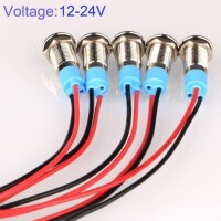 White 10-24V 8mm LED Metal Indicator Light With 15cm Cable - 2