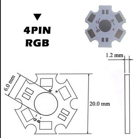 White 20mm 4PIN RGB LED Aluminum Heatsink - 3