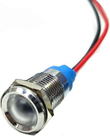 White 220V 12mm LED Metal Indicator Light With 15cm Cable - 1