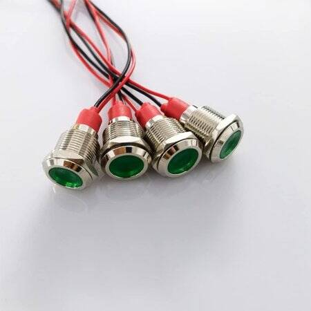 White 3-9V 12mm LED Metal Indicator Light With 15cm Cable - 3