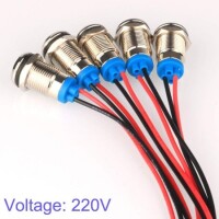 White 3-9V 14mm LED Metal Indicator Light With 15cm Cable - 3