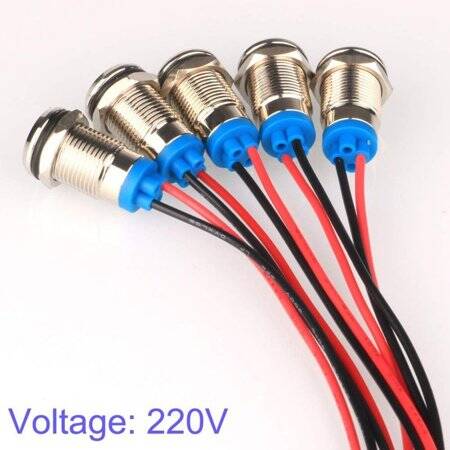 White 3-9V 14mm LED Metal Indicator Light With 15cm Cable - 3