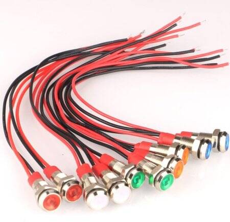 White 3-9V 6mm LED Metal Indicator Light With 15cm Cable - 2