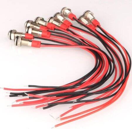 White 3-9V 6mm LED Metal Indicator Light With 15cm Cable - 3