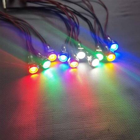 White 3-9V 6mm LED Metal Indicator Light With 15cm Cable - 5