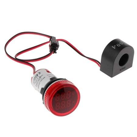 White AC50-500V 0-100A 22mm AD16-22FVA (AD16-22VAM) Round LED Hertz Meter Indicator Light With Transformer - 1