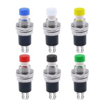 White PBS-110 2 PIN 7mm Thread Momentary Self-Reset Push Button Switch - Press On-NO - 2