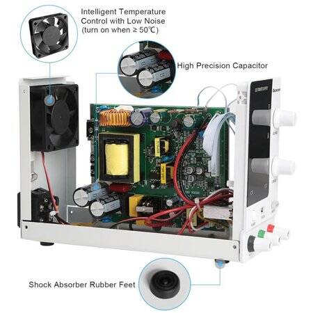 White SPPS-A605D 60V5A Color Screen Coding Single Knob DC Regulated Power Supply With Cable 110V US Plug - 3