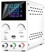 White SPPS-B305D 30V5A Color Screen Coding Double Knob DC Regulated Power Supply With Cable 110V US Plug - 1