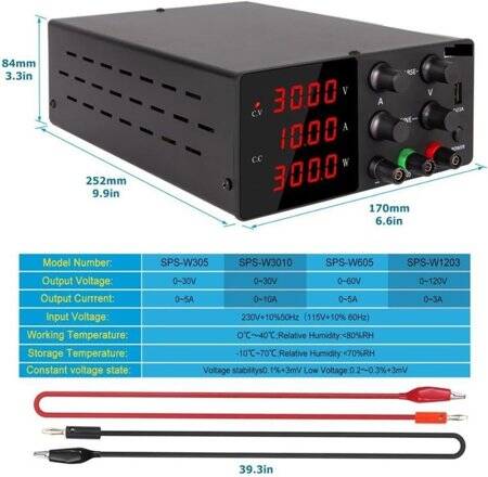 White SPPS-B605D 60V5A Color Screen Coding Double Knob DC Regulated Power Supply With Cable 220V EU Plug - 4