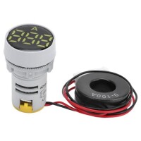 Yellow 0-100A 22mm AD16-22DSA Round LED Ammeter Indicator Light With Transformer - 2