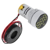 Yellow 0-100A 22mm AD16-22DSA Round LED Ammeter Indicator Light With Transformer - 3