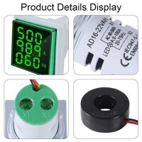 Yellow 0-100A 22mm AD16-22FSA Square Cover LED Ammeter Indicator Light With Transformer - 3