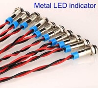 Yellow 10-24V 6mm LED Metal Indicator Light With 15cm Cable - 2