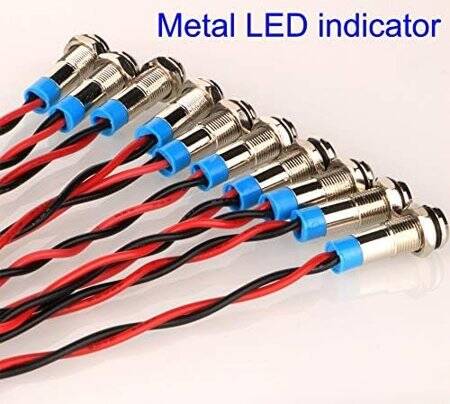 Yellow 10-24V 6mm LED Metal Indicator Light With 15cm Cable - 2