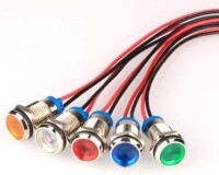 Yellow 3-9V 10mm LED Metal Indicator Light With 15cm Cable - 1