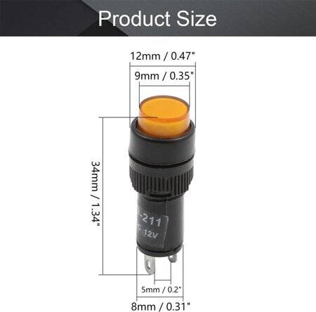 Yellow AC220V NXD-211 Small LED Signal Indicator Light - 2