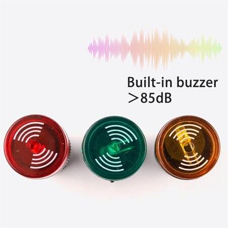 Yellow AC/DC220V 16mm AD16-16SM LED Signal Indicator Built-in Buzzer - 3