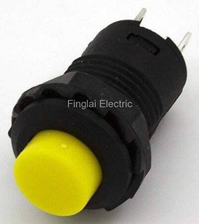 Yellow DS-427 12mm 2 PIN Lock-Free Self-Reset On-Off Push Button Switch - 1