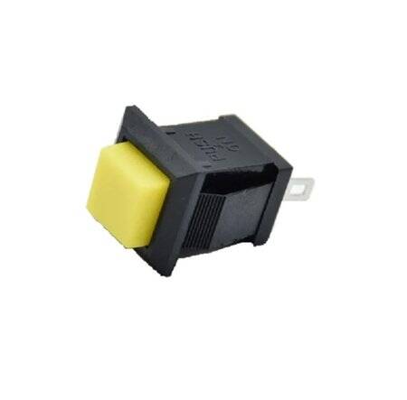 Yellow DS-430 2 PIN On-Off Self-Reset Square Push Button Switch - NO Press Break - 1