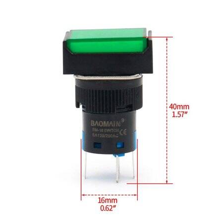 Yellow LA128A 12V 5PIN 16mm Thread Self-Reset Round Push Button Switch - 2