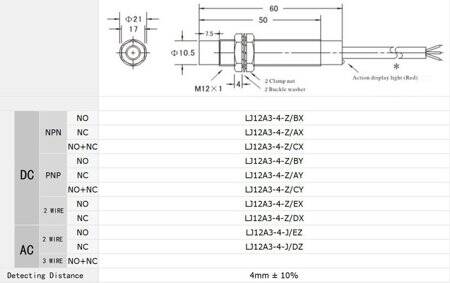 Yellow LJ12A3-4-Z/CX NPN DC6-36V Inductive Proximity Sensor Switch - 2