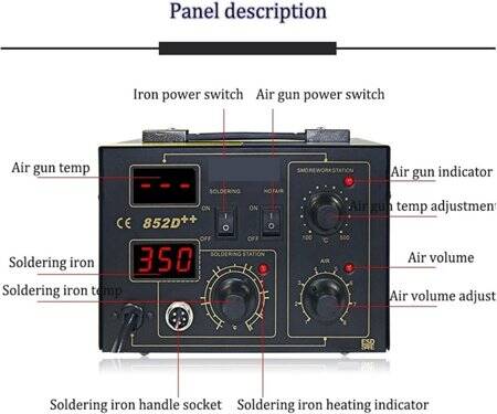 YIHUA852D+ Pump Air Flow Adjustable Hot Air With Soldering Air Soldering Station 16W AU Plug - 5