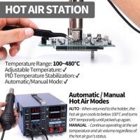 YIHUA853D Digital Display Hot Air Desoldering Station Power Supply Three-in-One UK Plug - 4